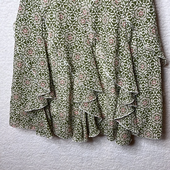 Signature by Robbie Bee Womens Green Floral Flounced Dress SIZE 10 - Picture 4 of 5